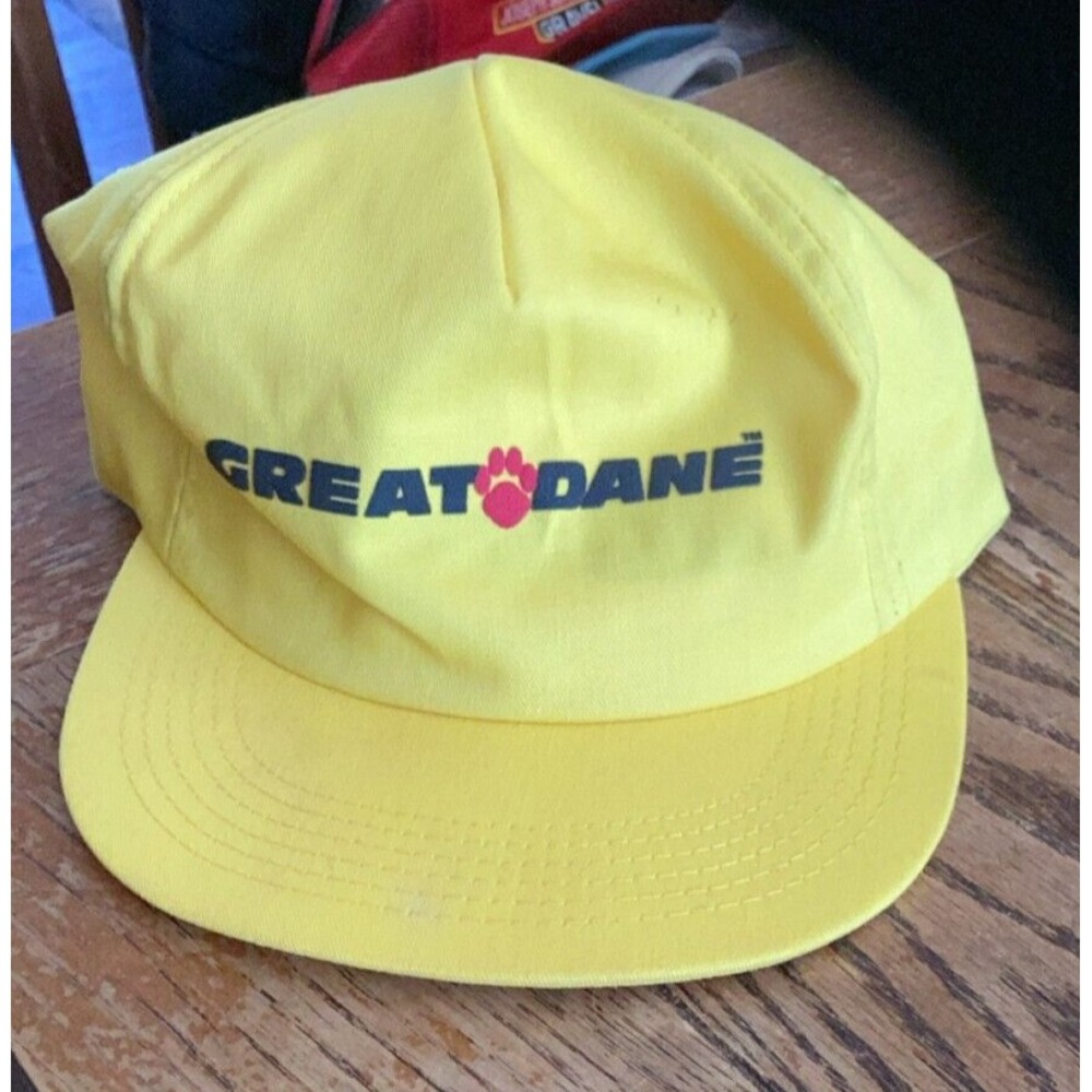 Vintage Great Dane Trucker Snapback Hat Yellow Mens Adjustable Cap